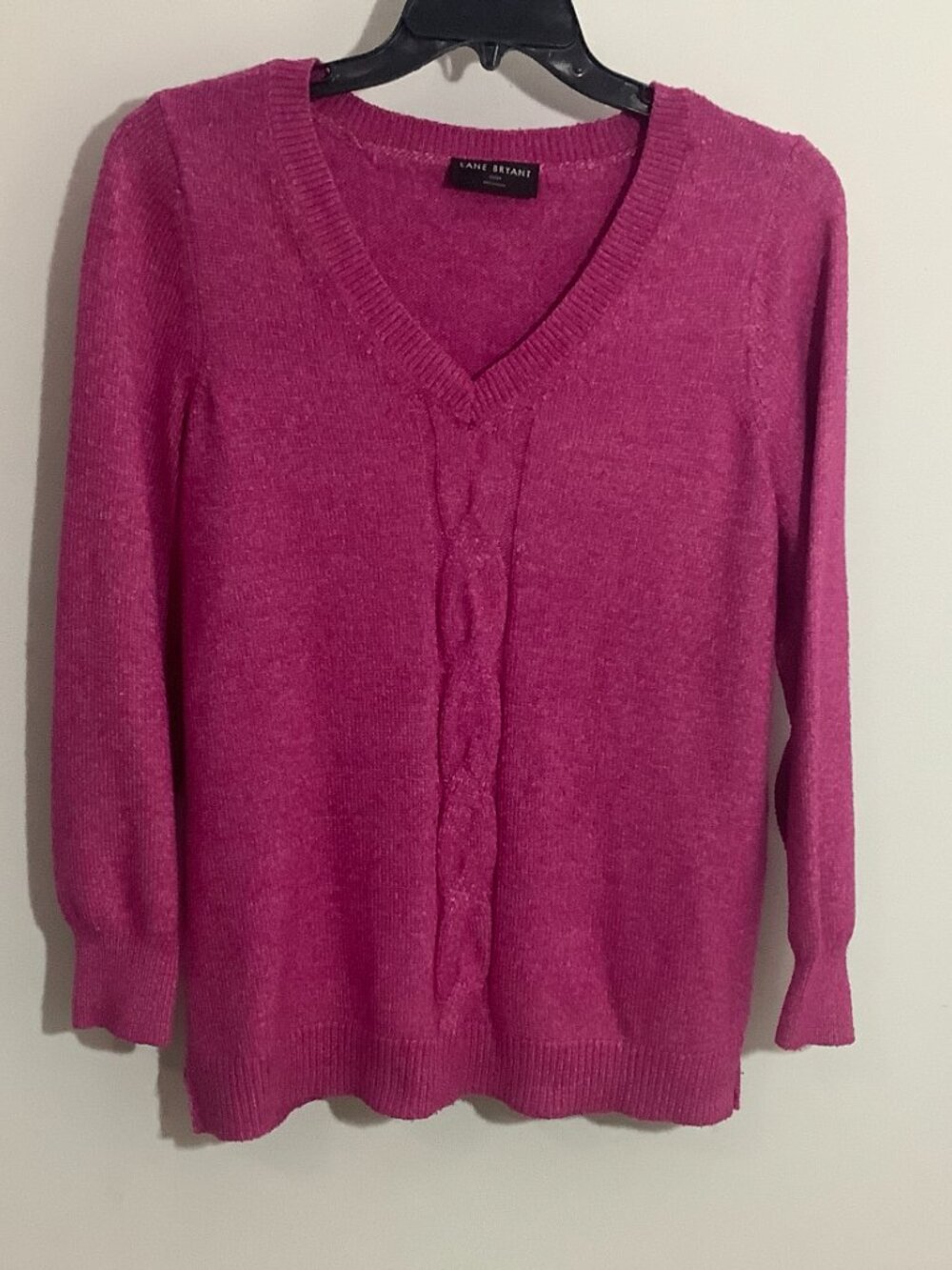V Neck Sweater Pink Long Sleeve 22/24 Poly/Viscose/Nylon Lane Bryant Cozy - Picture 1 of 8